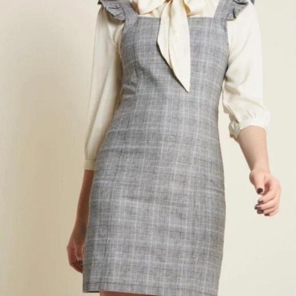 Jack by BB Dakota Dresses & Skirts - Jack by BB Dakota Mini Dress 2 Plaid Ruffle Strap Cut Out Back Retro Glam